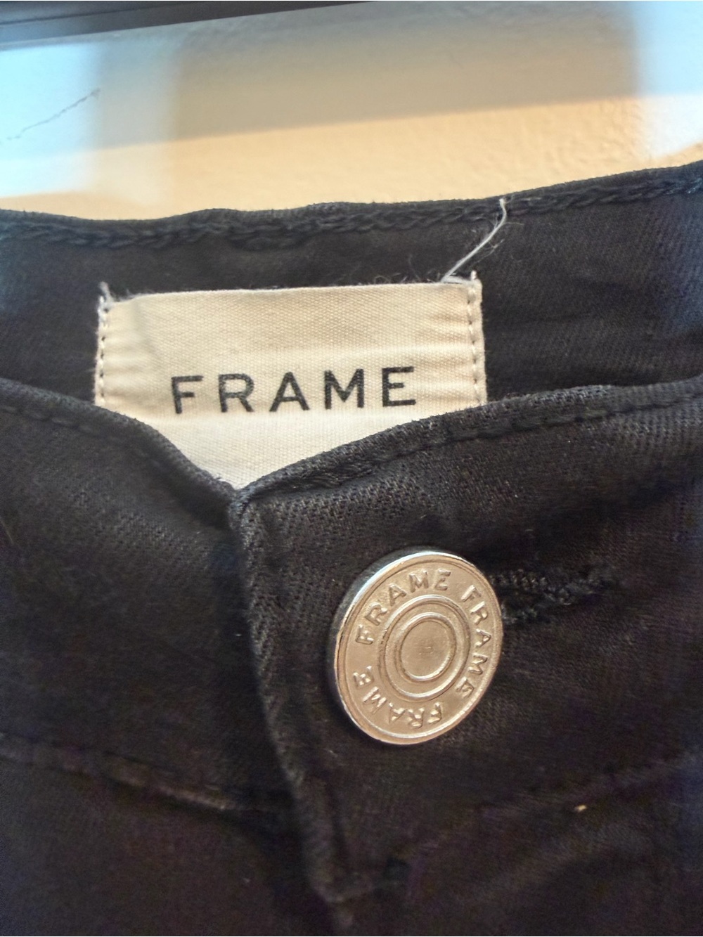 FRAME Le Palazzo Crop Film Noir Black Wide Leg Raw Hem Jeans Size 30 - Picture 4 of 13